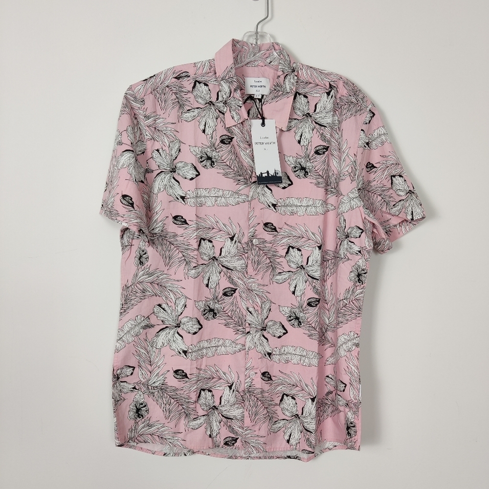 London Peter Werth Men's Pink Floral Button Down Shirt Size XL Hawaiian Beach